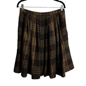 Capasca Skirt Women’s US 8 Browns‎ Wool Blend Plaid Lined Made In Bulgaria